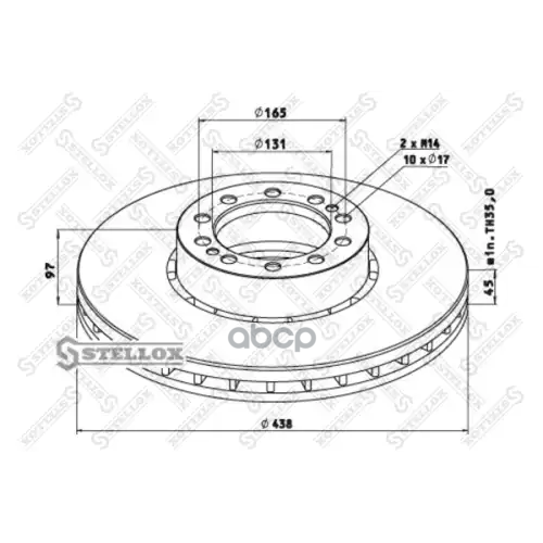 Диск Тормозной Old 438/131X45/97 10N-165-D17 Rvi Magnum Ae420/520 1/2/93> Premium 385 Stellox 