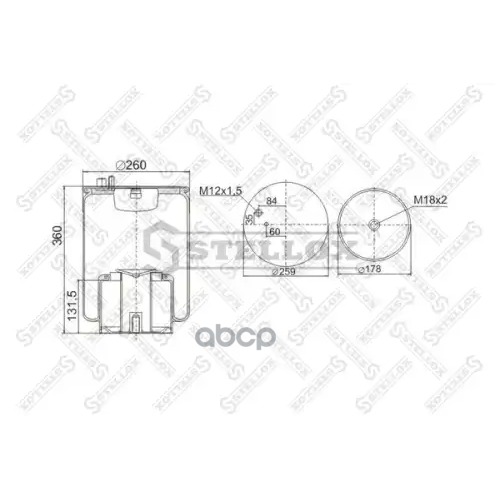 Пневмоподушка Со Стак.4884n1p01 1Шп.m12 1Шт.m16 Смещ.35 Поршень ... Man Tga Stellox 