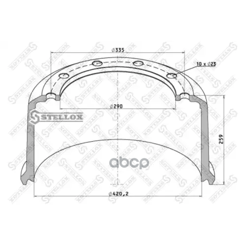 Торм.барабан 420X200/207 H=259 D=290/335 N10x23 Bpw Eco-Maxx Stellox 
