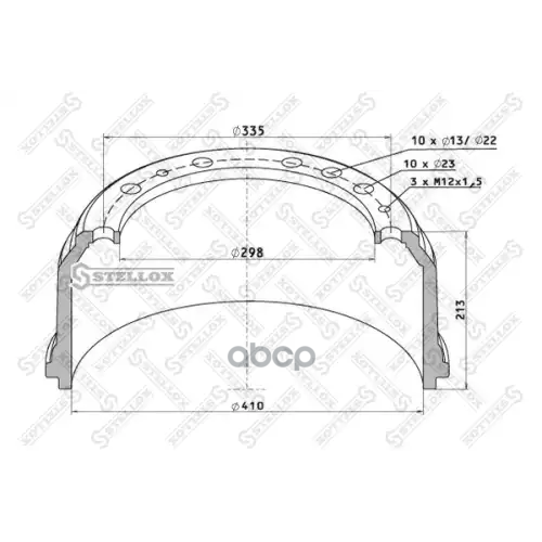 Барабан Тормозной Торм.барабан 410X160/167 H=213 D=298/335 N10x23 Omn Man Sl/Ng/Nlsg Stellox 