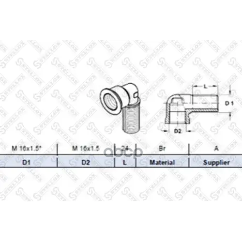 Фитинг Соединитель Резьб.уголок (Л) M16-M16 90 В Перегородку Lр22 R Stellox 85-21227-SX