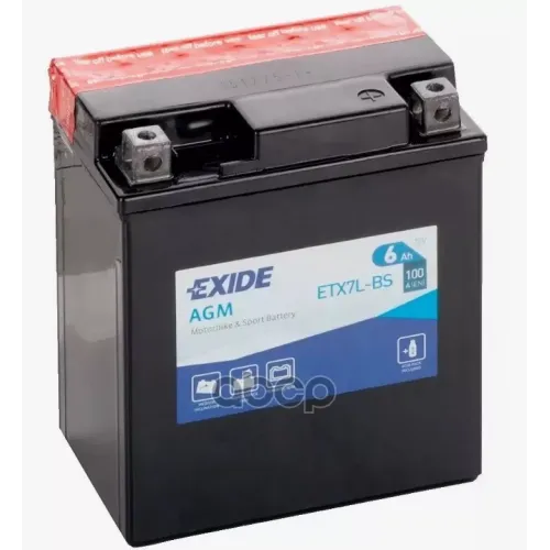 Мото Акб 12V 6Ah 80A Agm 115X70x130  Etn0b0 EXIDE ETX7L-BS