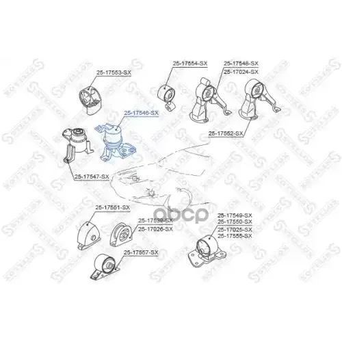 Подушка Двигателя Правая, Mitsubishi Lancer Cs 2000-2009 Stellox 25-17546-SX