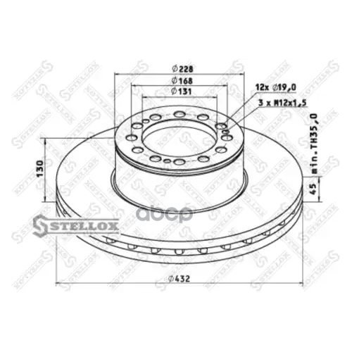 Диск Тормозной 432/131X45/130 12N-168-D19 Man Wma M38.../T01/02/03... Stellox 