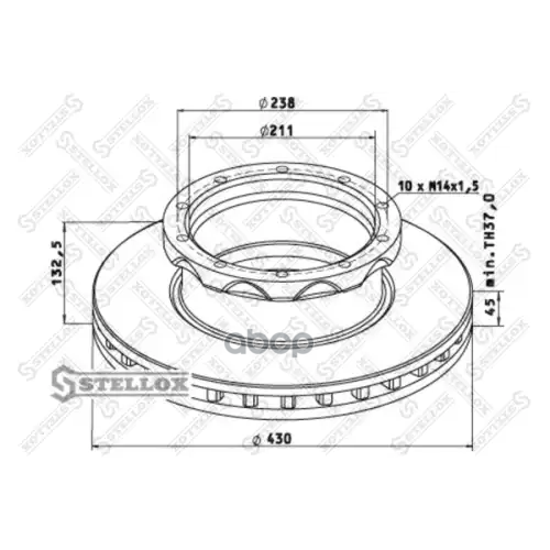 Диск Тормозной 430/211X45/132.5 10N-238-M14x1.5 Mb Actros . Kmz Stellox 