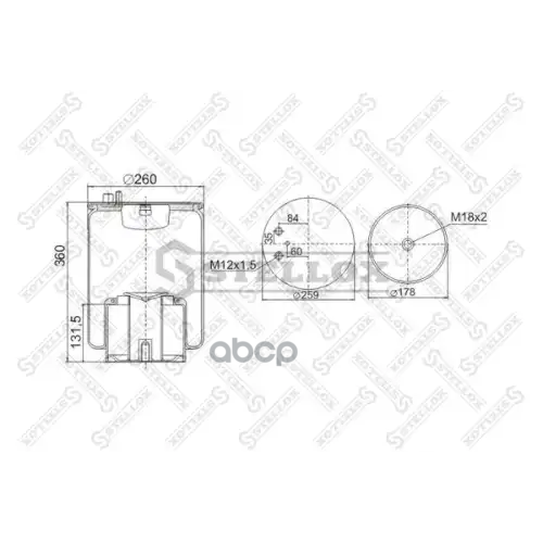Пневмоподушка Со Стак. 2Штуц.m16 Смещ.84- 1Шп.m12 Поршень ... Man Tga Stellox 