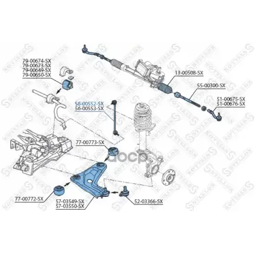 Тяга Стабилизатора Psa C3 Picasso/207 09- Перед.прав. Stellox 