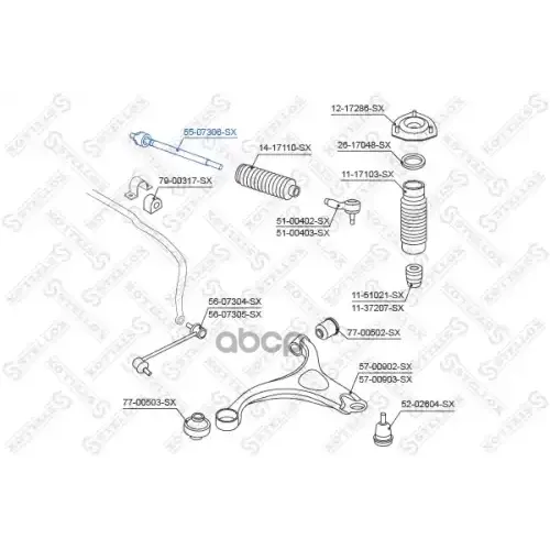 Тяга Рул.hyundai Santa Fe 06> Stellox 