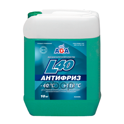 Aga Антифриз L-40. Готовый К Применению. Зеленый. -40С (10L) AGA 