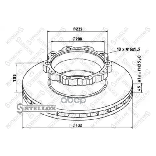 Диск Тормозной 432/208Х45/135 10N-235-M1 Stellox 