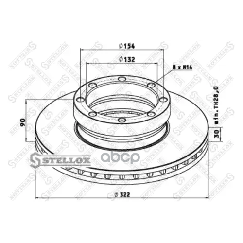 Диск Тормозной 322/132Х30/90 8N-M14 Stellox 